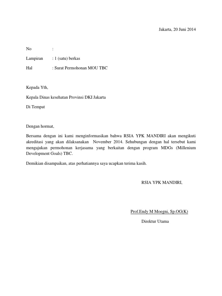 Surat Permohonan Mou