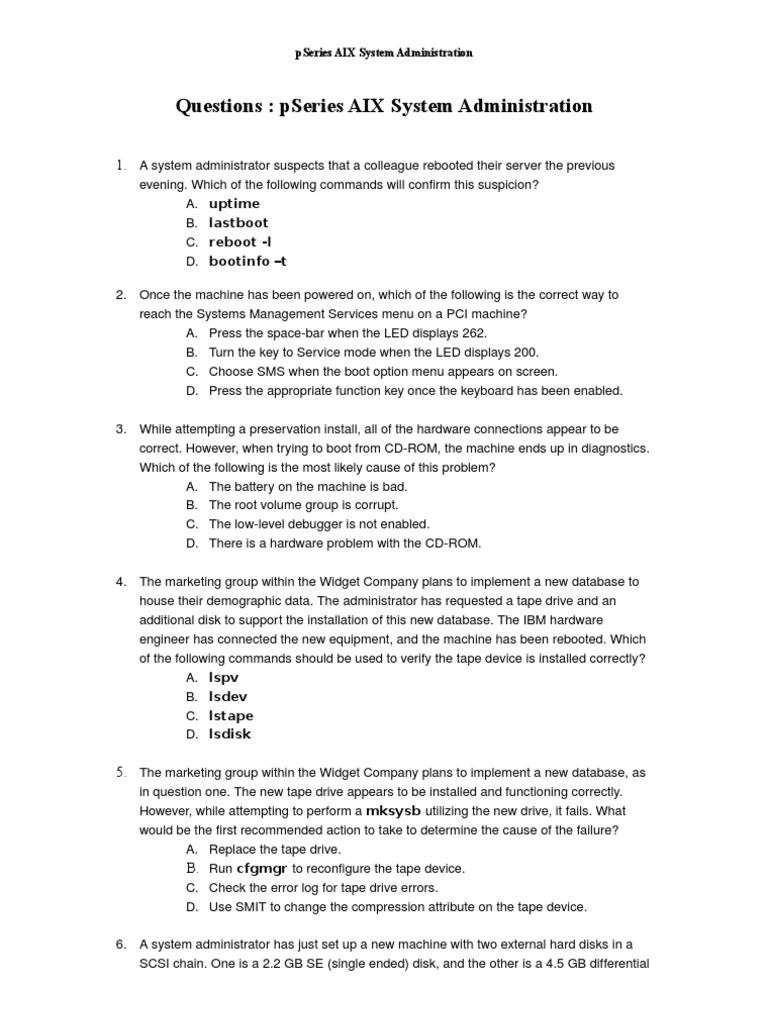 pSeries AIX Admin Command Guide | PDF | File System | Booting