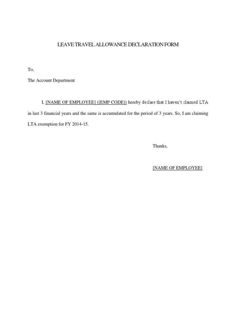 LTA Declaration Form for Exemption | PDF