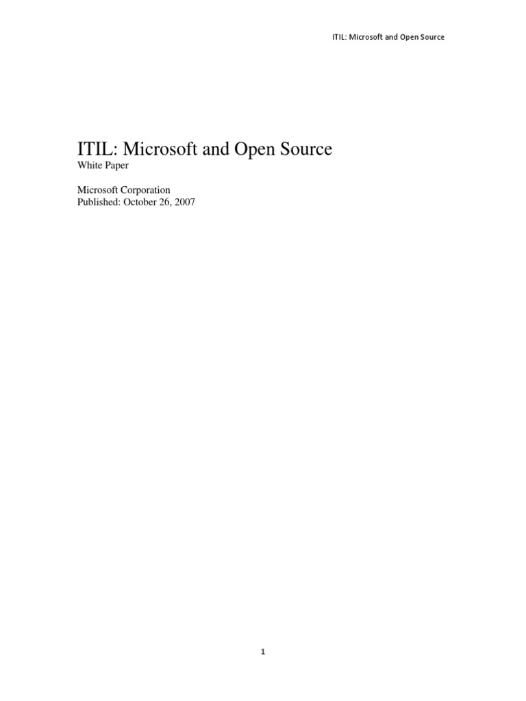ITIL: Microsoft and Open Source: White Paper Microsoft Corporation ...