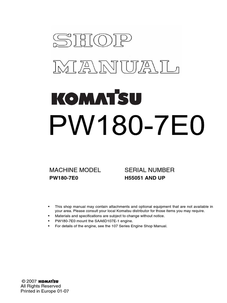 ... PC128UU-1 Shop Manual. PW180-7E0_S_CSS-NET_23-01-2007.pdf | Screw | Nut  (Hardware)
