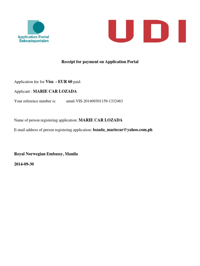Visa Application Payment Receipt | PDF