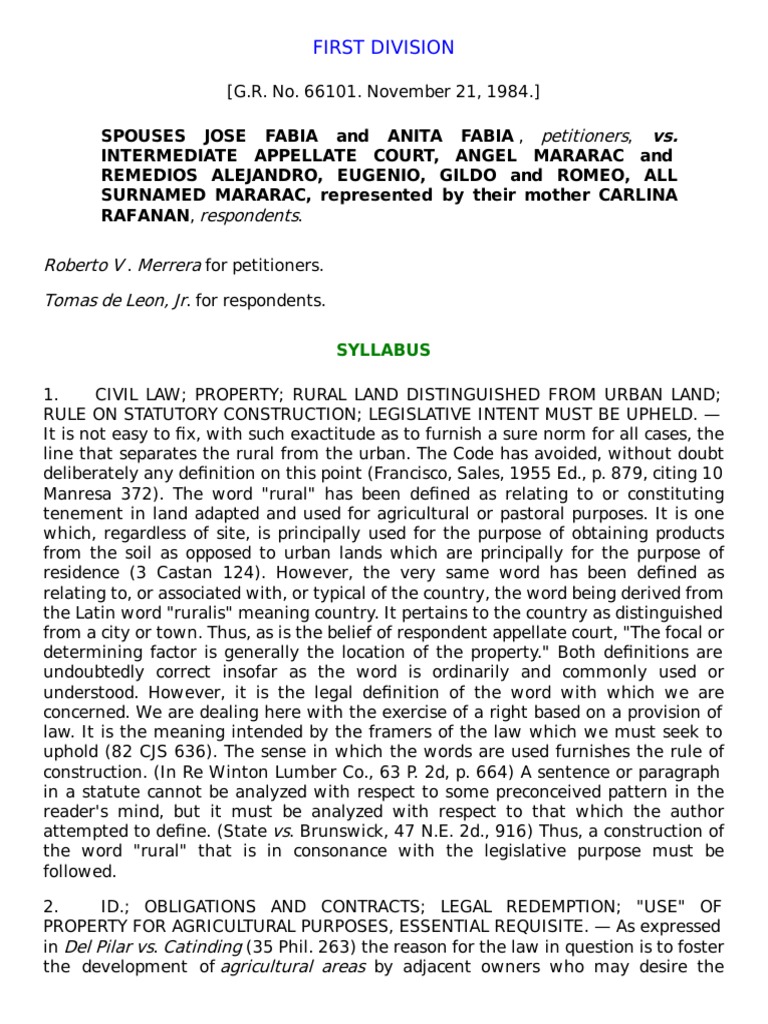 Court rules property not rural for legal redemption PDF Mortgage Law Evidence (Law)