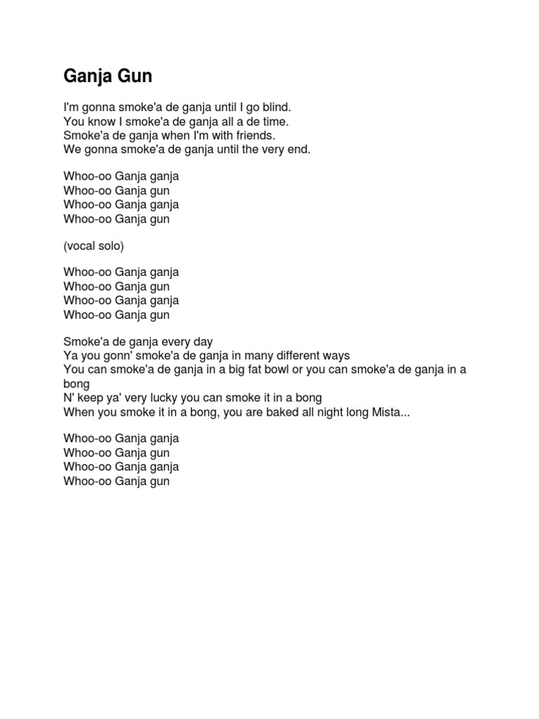 Ganja Gun Lyrics and Meaning | PDF