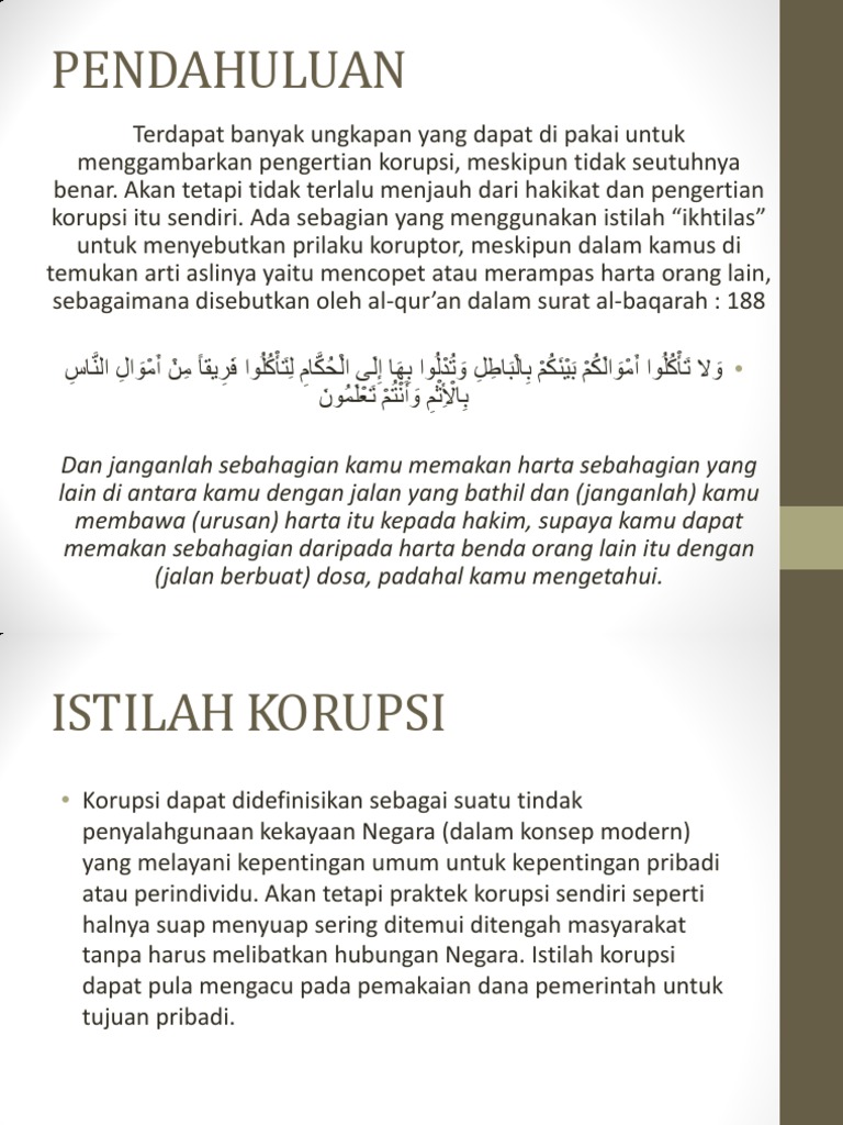 Korupsi Dan Upaya Pemberantasannya Dalam Pandangan Islam