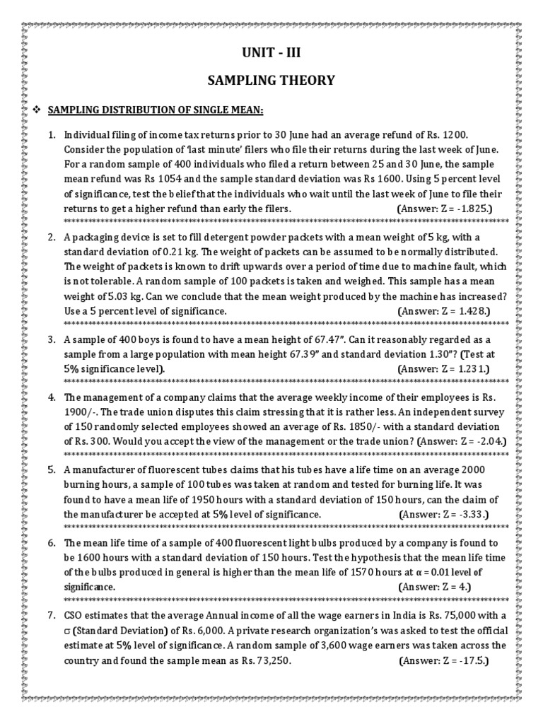 Sampling Questions | PDF | Scientific Control | Standard Deviation