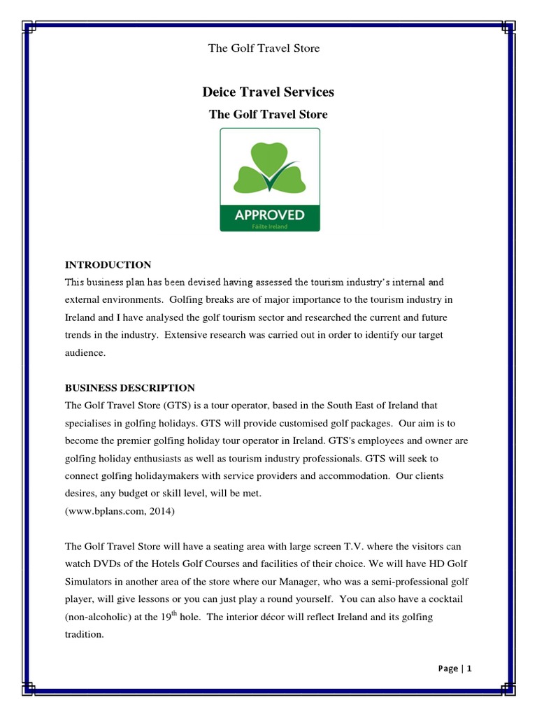 Golf Business Plan Tourism Retail