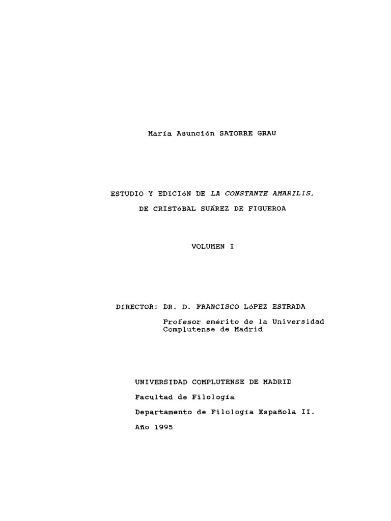 Estudio y Edición de La Constante Amarilis - Tesis | PDF