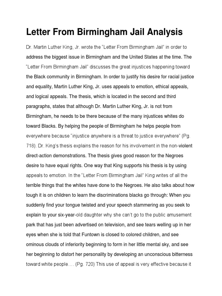 letter from birmingham jail thesis