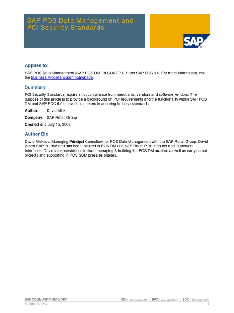 POS Data Management and PCI Security Standards | PDF