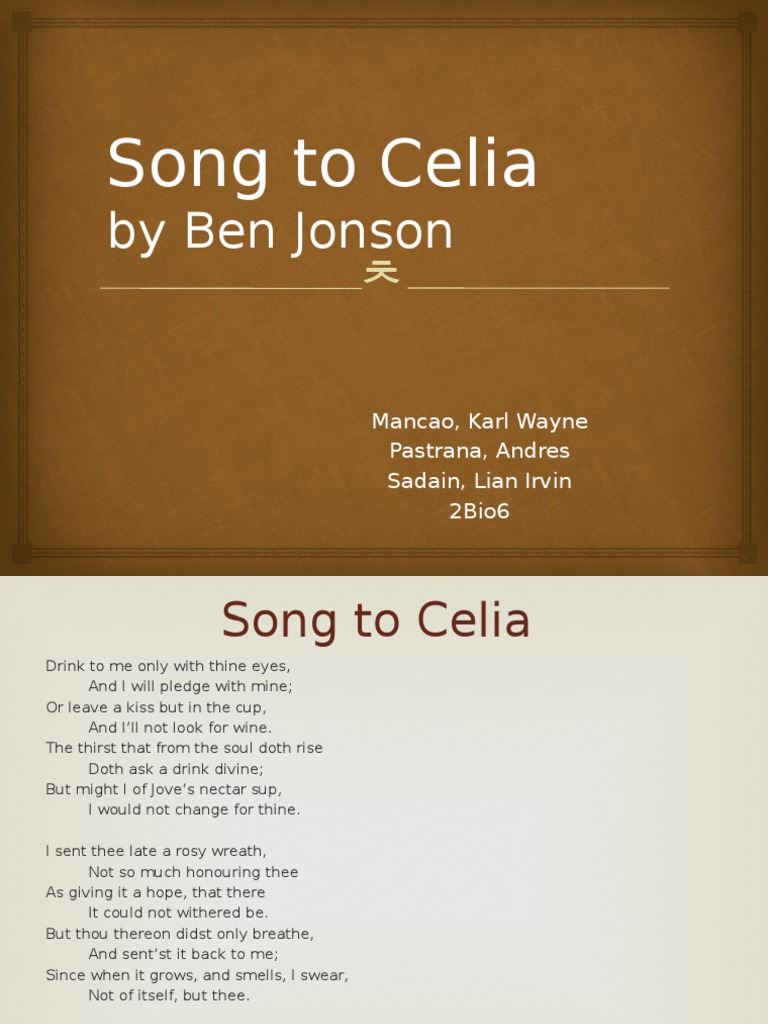Song To Celia by Ben Jonson PDF