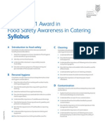 Syllabus - L1 Food Safety For Catering