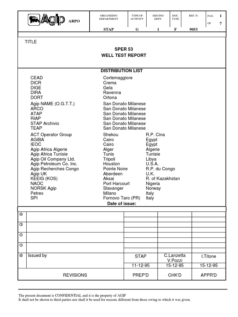 Well Test Report SPER 53 Overview | PDF | Casing (Borehole) | Fax