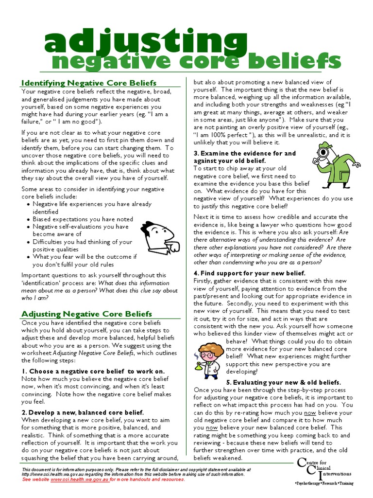 adjusting negative core beliefs (3).pdf | Psychological Attitude