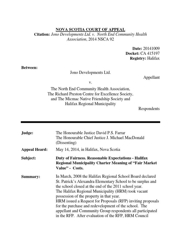 Nova Scotia Court of Appeal Decision On Jono Developments Appeal PDF