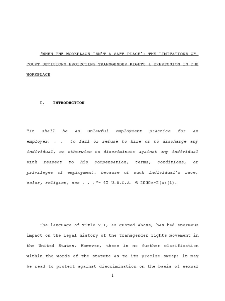 Transgender Discrimination in The Workplace | PDF | Transgender ...