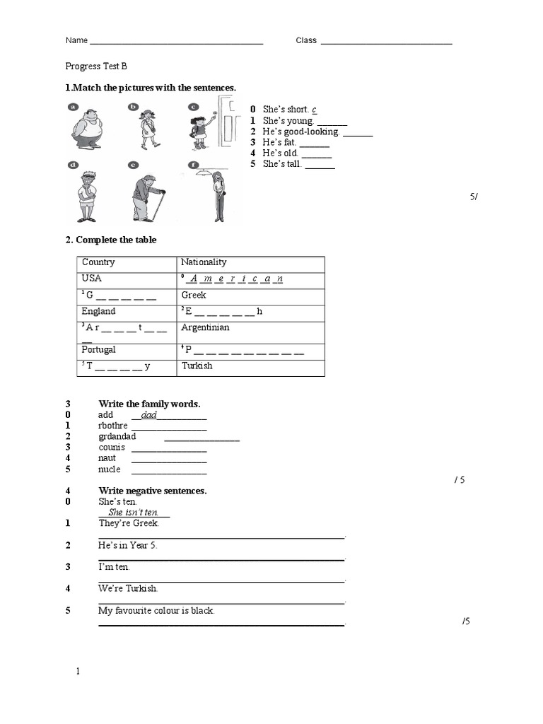 English Progress Test B Worksheet | PDF