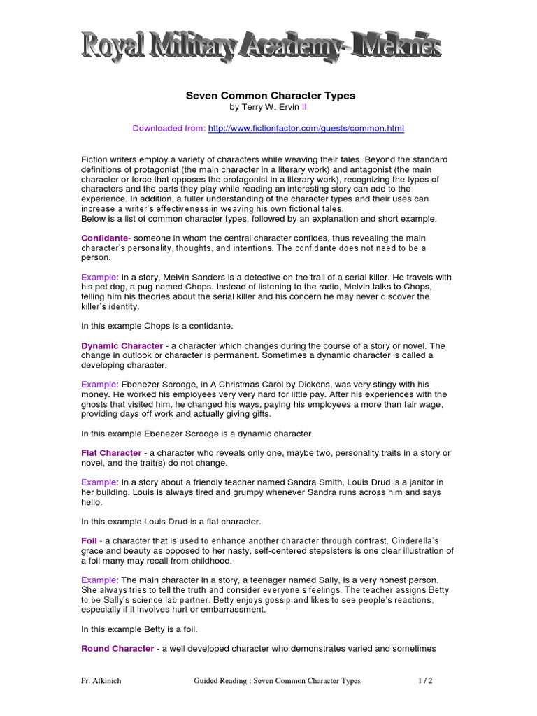 Guided Readig - 7 Common Character Types | PDF | A Christmas Carol