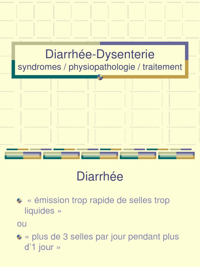 DiarrhéeDysenterie syndromes / physiopathologie / traitement