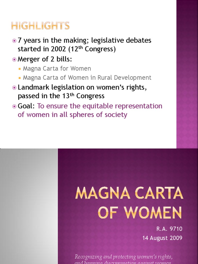 Rights of Filipino Women: A Summary of the Magna Carta of Women Law ...