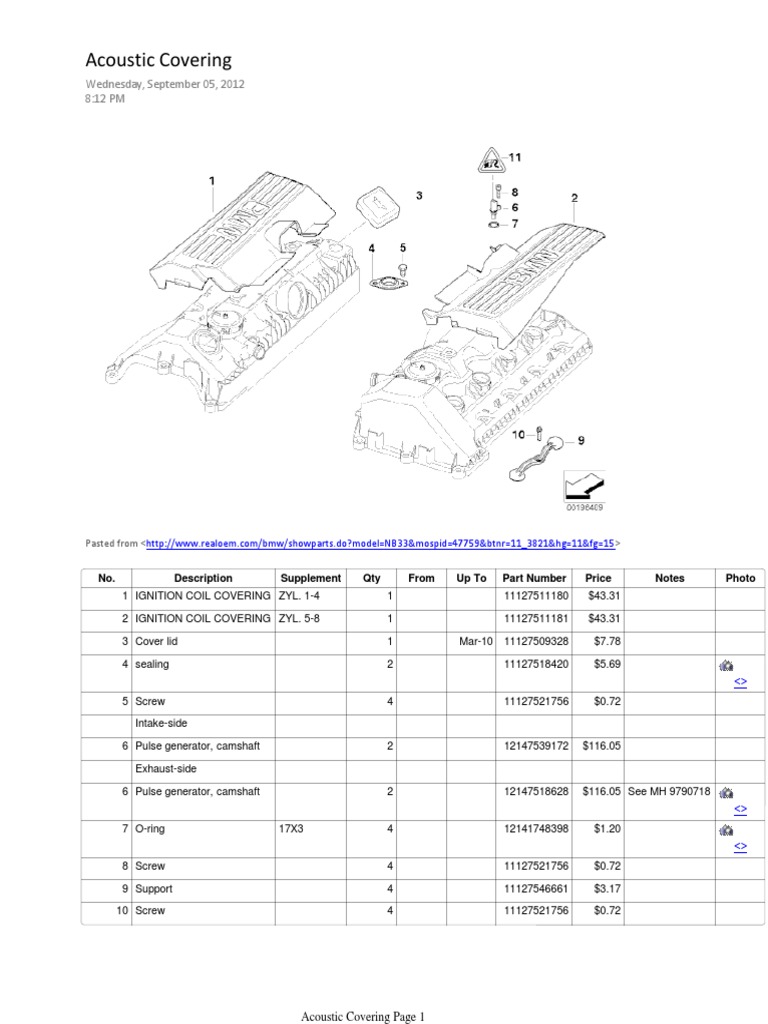 BMW E60 Engine Seals Notebook PDF Valve Screw