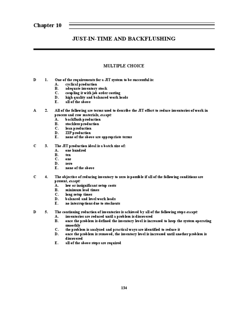 JIT and Backflush Costing Overview | PDF | Cost Of Goods Sold | Inventory