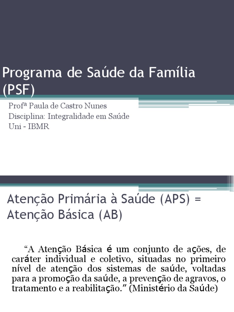 Programa Saúde da Família: Estrutura e Desafios | PDF | Enfermagem ...