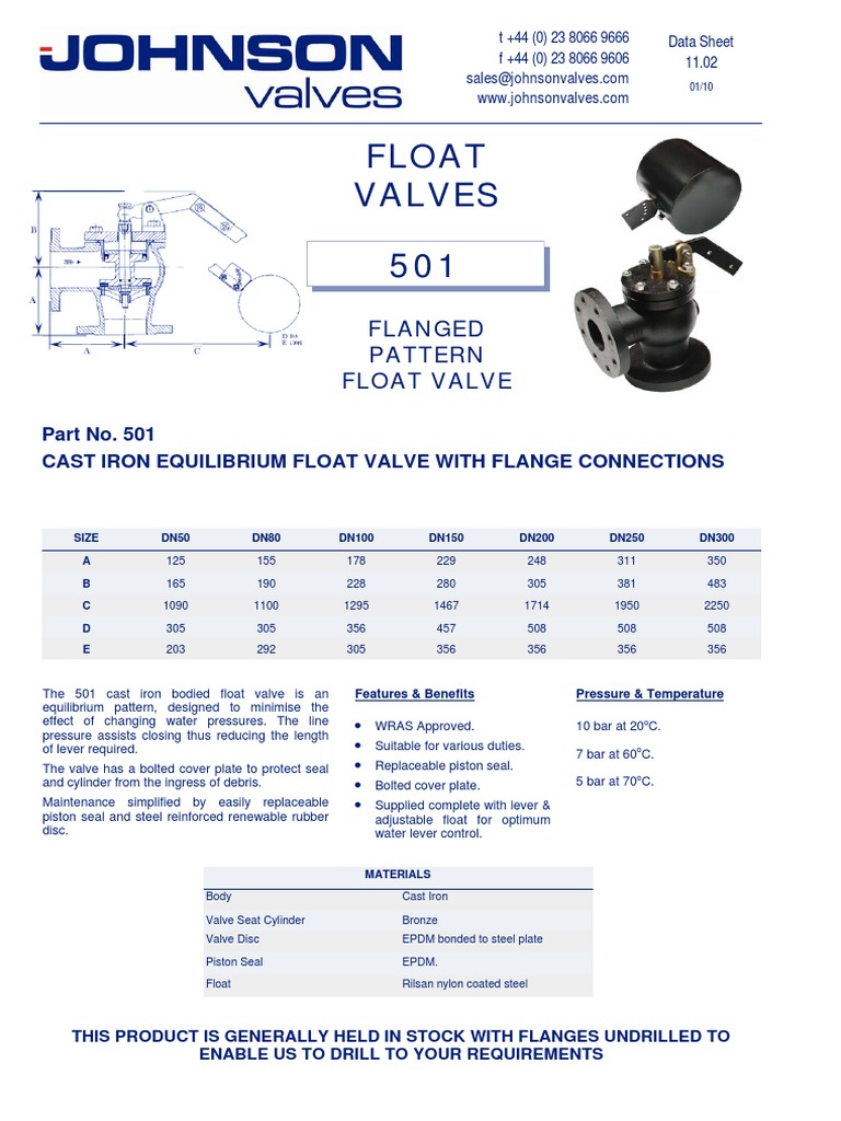Float Valves 501: Flanged Pattern Float Valve | PDF | Home & Garden ...