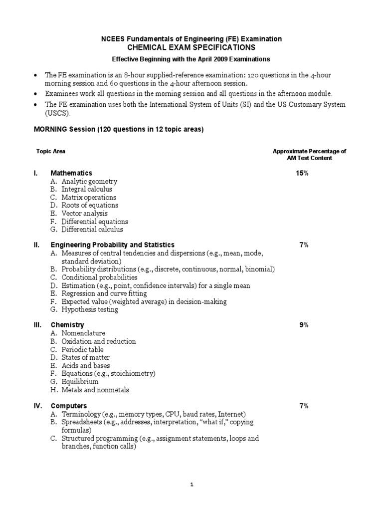 FE Chem Apr 2009 | PDF | Science & Mathematics