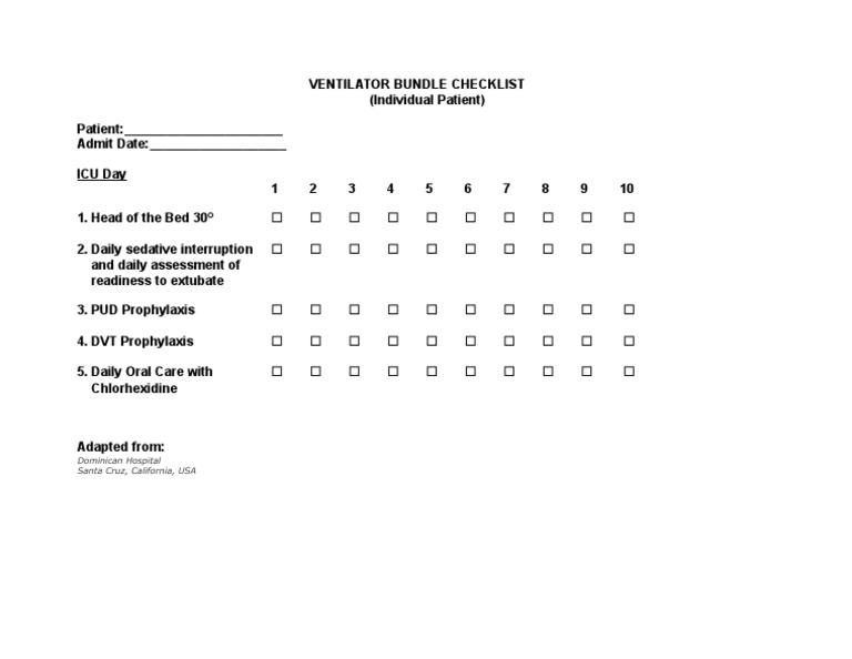 ICU Ventilator Bundle Checklist | PDF