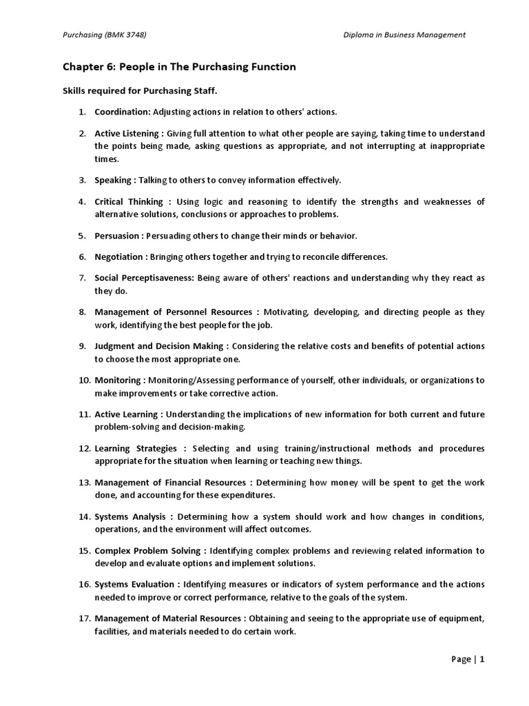 Essential Skills for Purchasing Staff | PDF | Employment | Recruitment