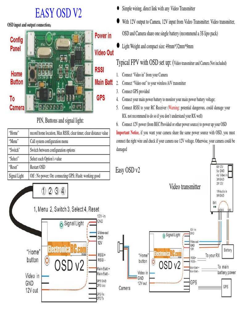 Easy OSD v2 Manual PDF | PDF | Transmitter | Electricity