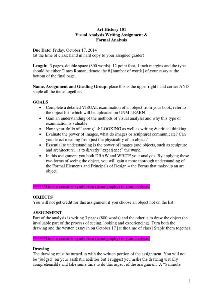 Visual analysis essay example image