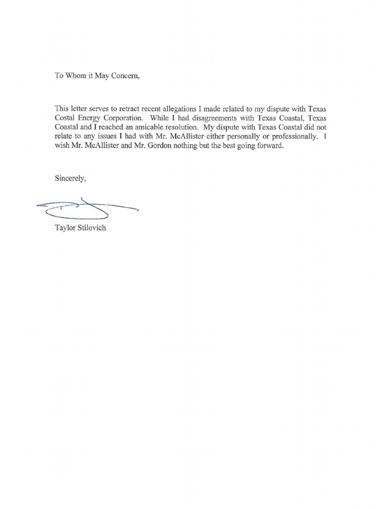 Clarification Letter