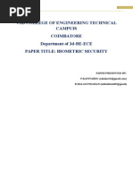 VSB College of Engineering Technical Campuis Coimbatore Department of 3d-BE-ECE Paper Title: Biometric Security