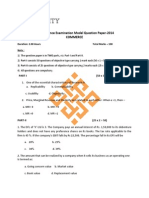 PH D Entrance Examination Model Question Paper-2014 Commerce