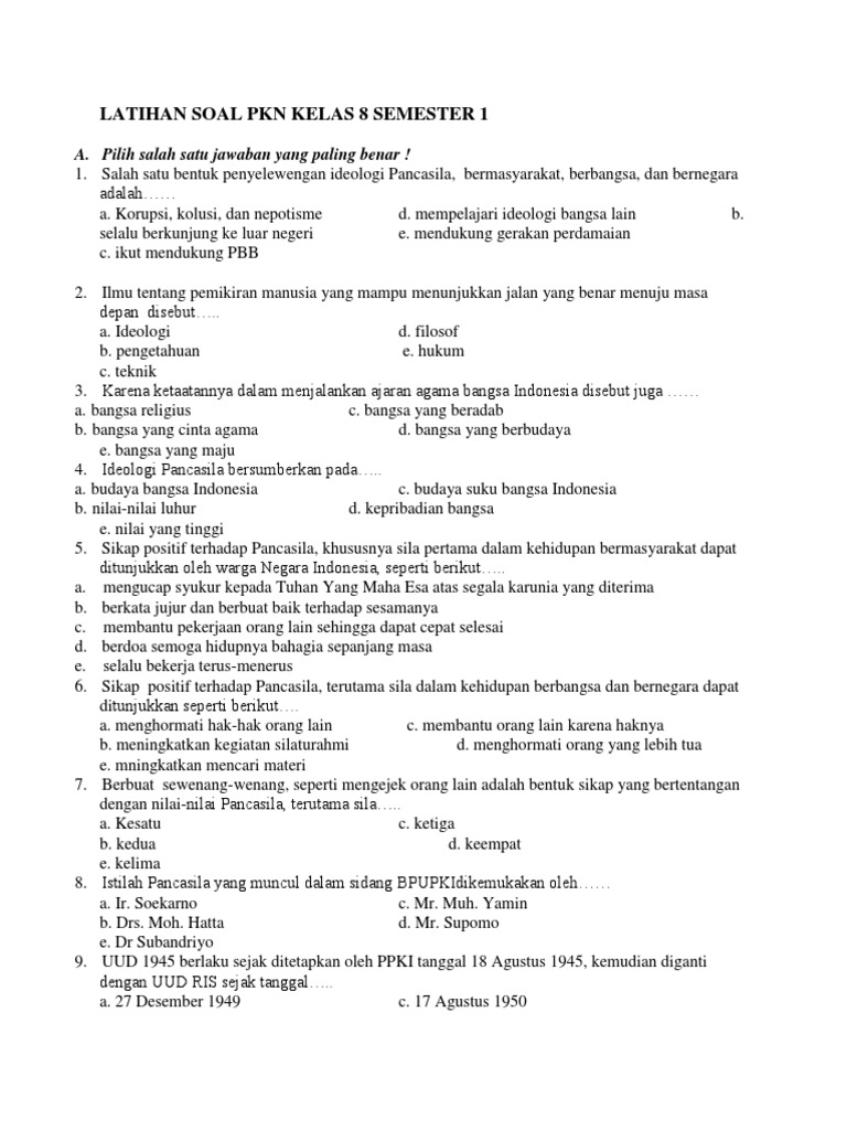 Contoh Soal Akm Pkn Sma Kelas 11 Mathlaul Khairiyah