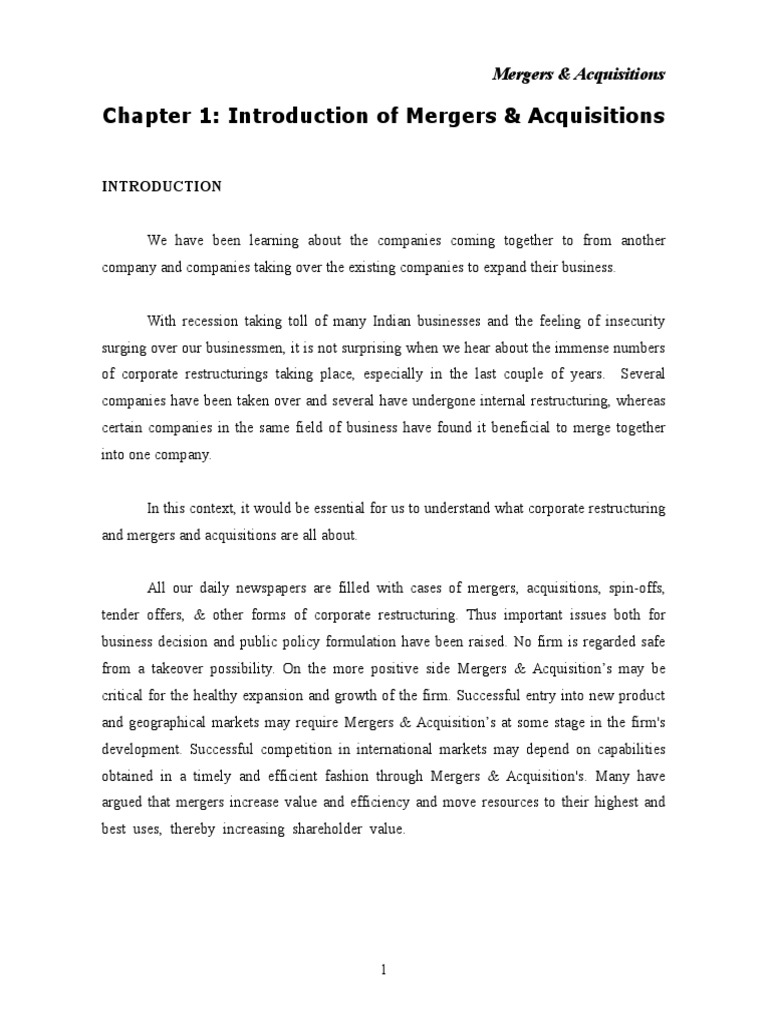 Mergers & Acquisitions | PDF | Takeover | Mergers And Acquisitions