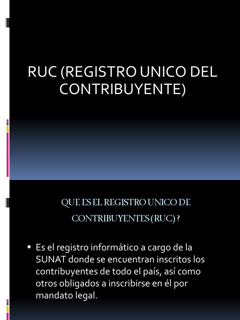 Ruc (Registro Unico Del Contribuyente) | PDF