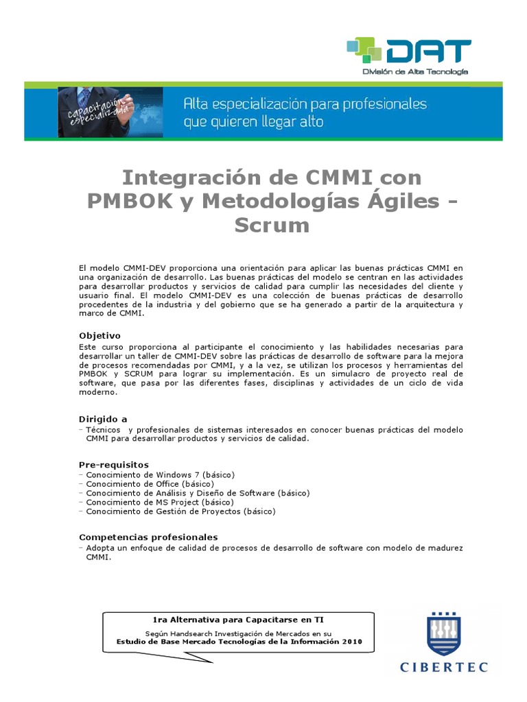 Capacitación en CMMI-DEV y Metodologías Ágiles | PDF | Ingeniería de ...