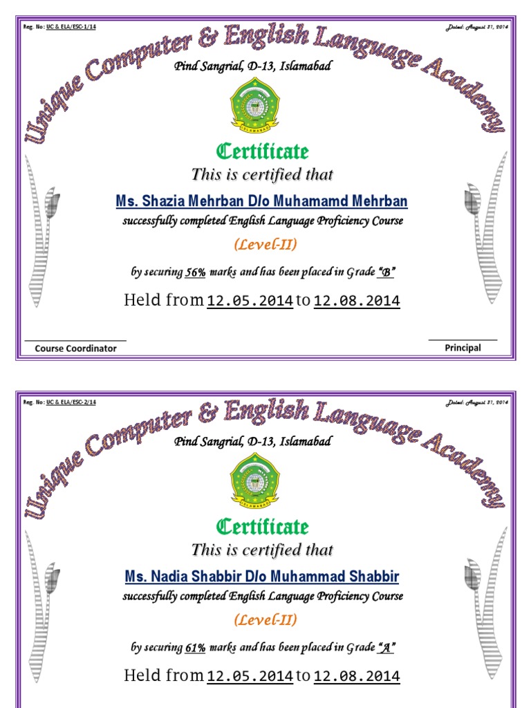 Computer and English Course Certificates | PDF | Microsoft | Microsoft ...