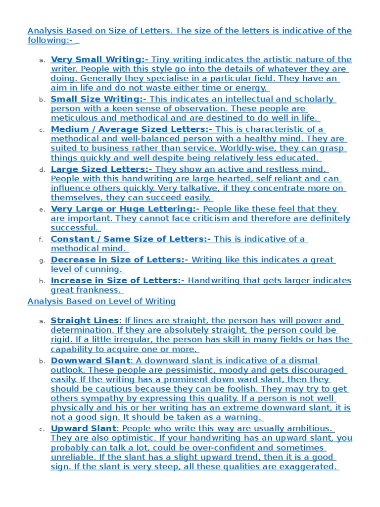 Analysis Based On Size of Letters | PDF