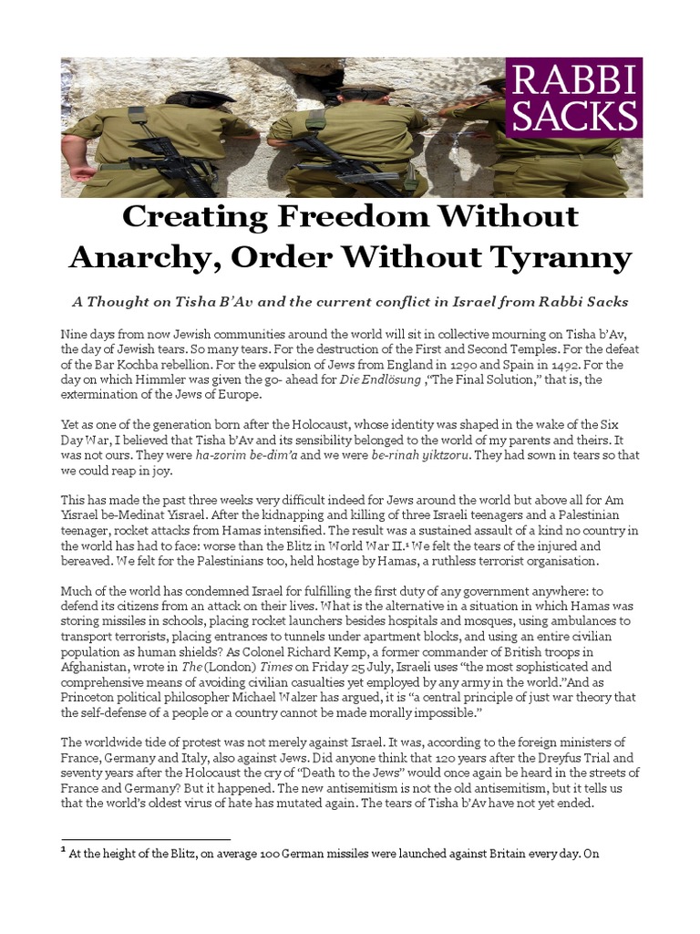 Freedom and Order in Jewish History | PDF | Israel | World Politics