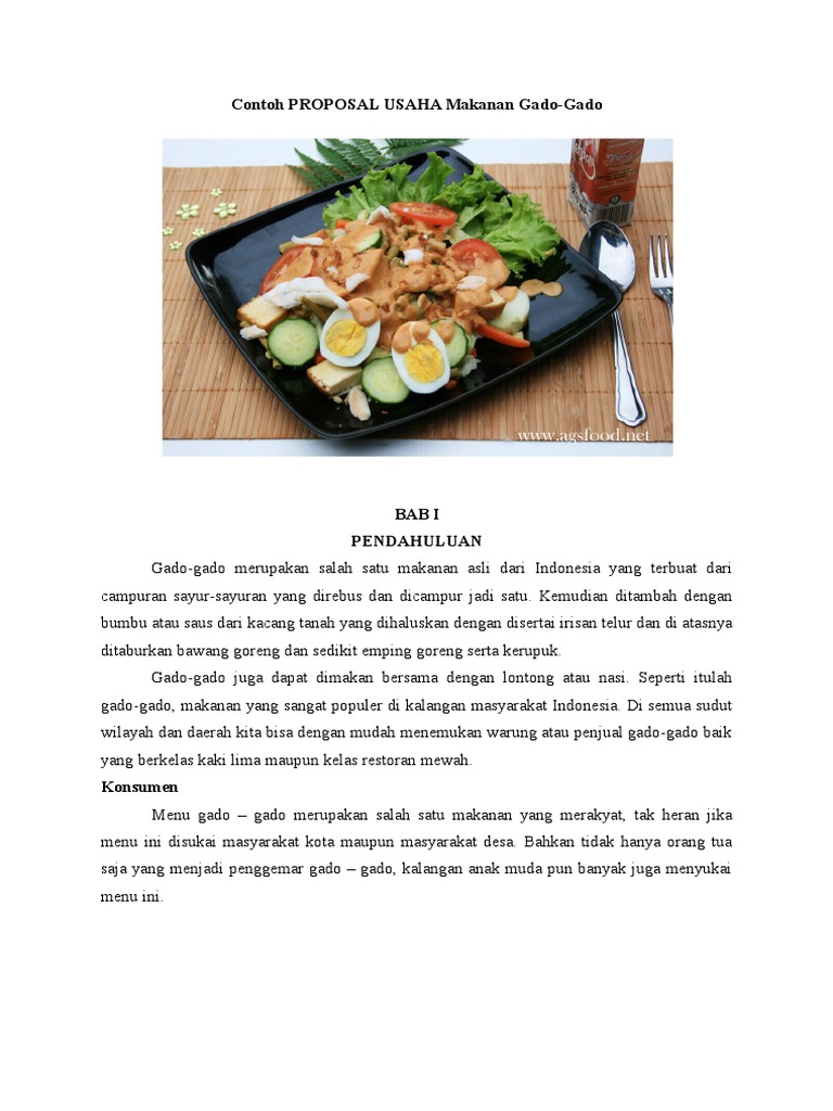 Contoh Proposal Usaha Makanan Gado-Gado