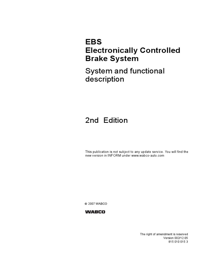 EBS Electronically Controlled Brake System System and Functional