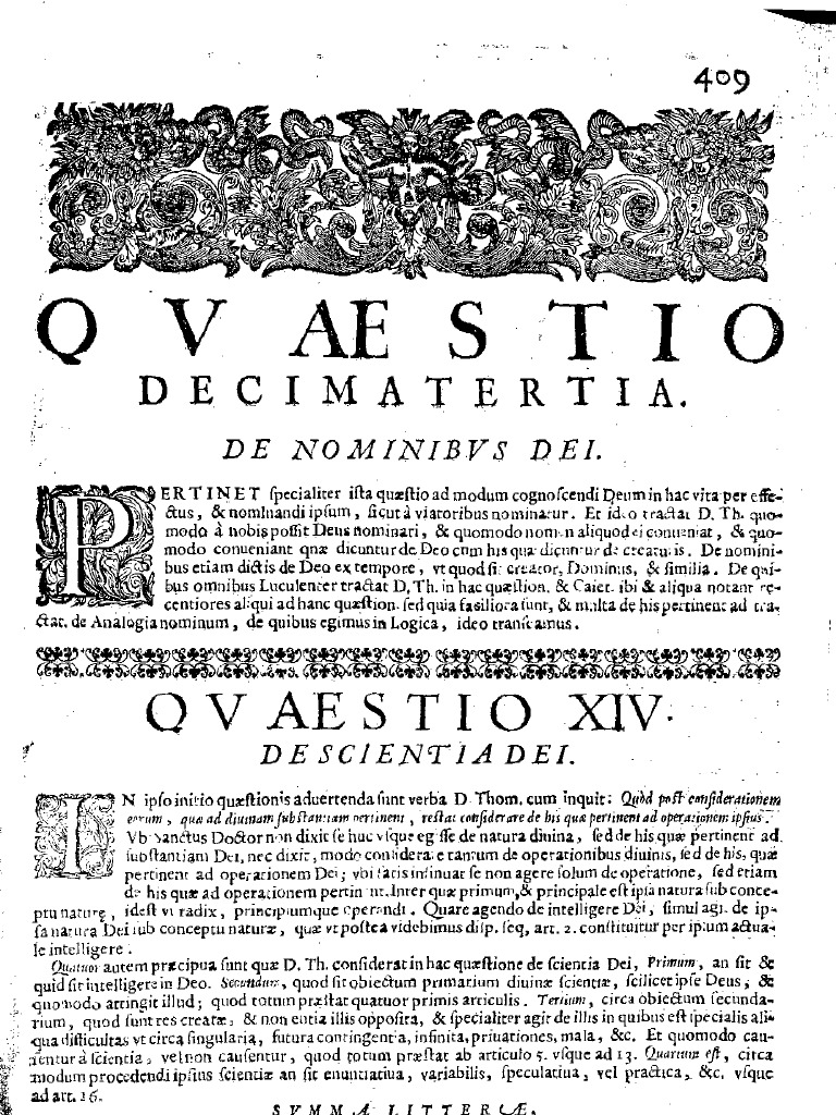 CT [1654 Ed.] t1 - 18 - Quaestio 13 + 14, De Nominibus Dei + De ...