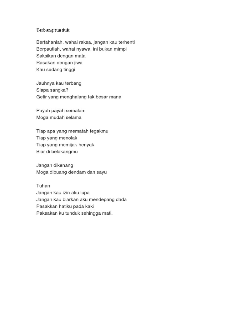 Lagu Fynn Jamal Terbang Tunduk Lirik