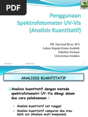 Kuliah 4 Analisis Kuantitatif Dengan Spektro Uv Vis