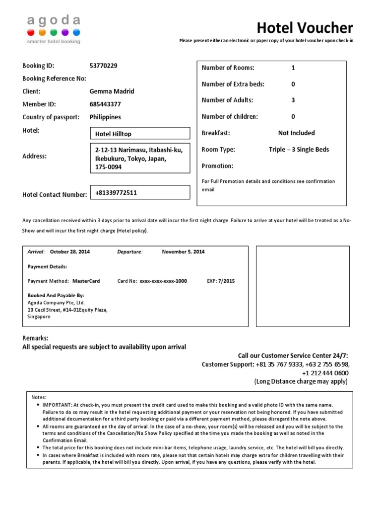 Agoda, Look Alike Hotel Voucher Free 30day Trial Scribd