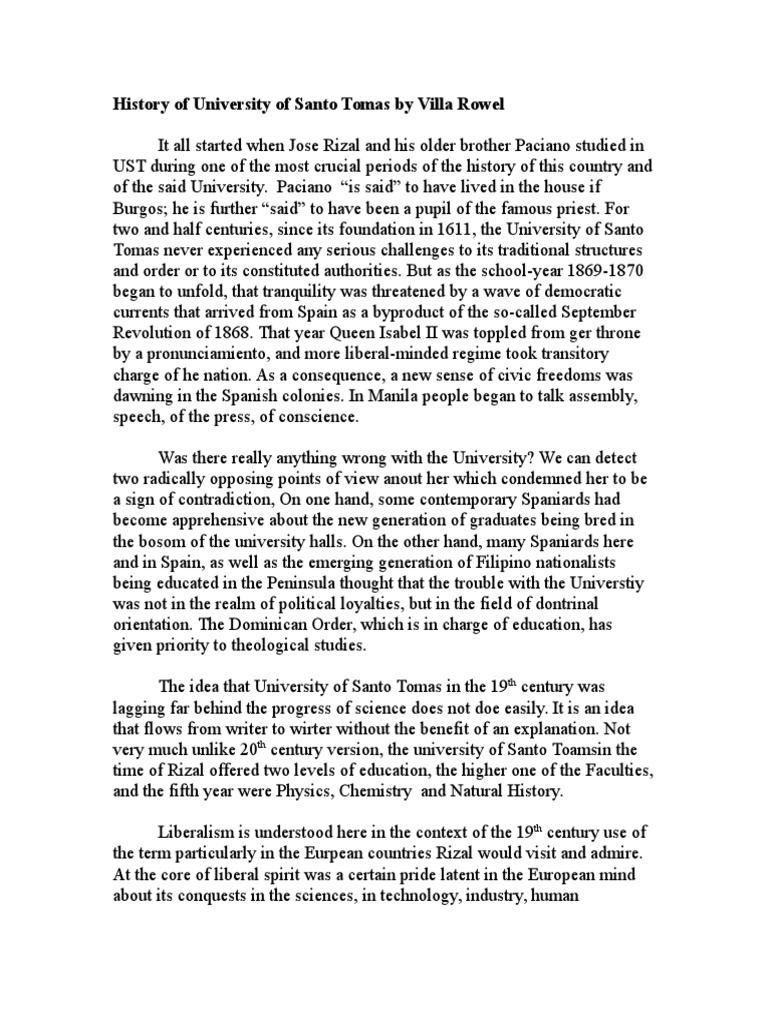 Rizal's Struggles at UST | PDF | Schools | Further Education